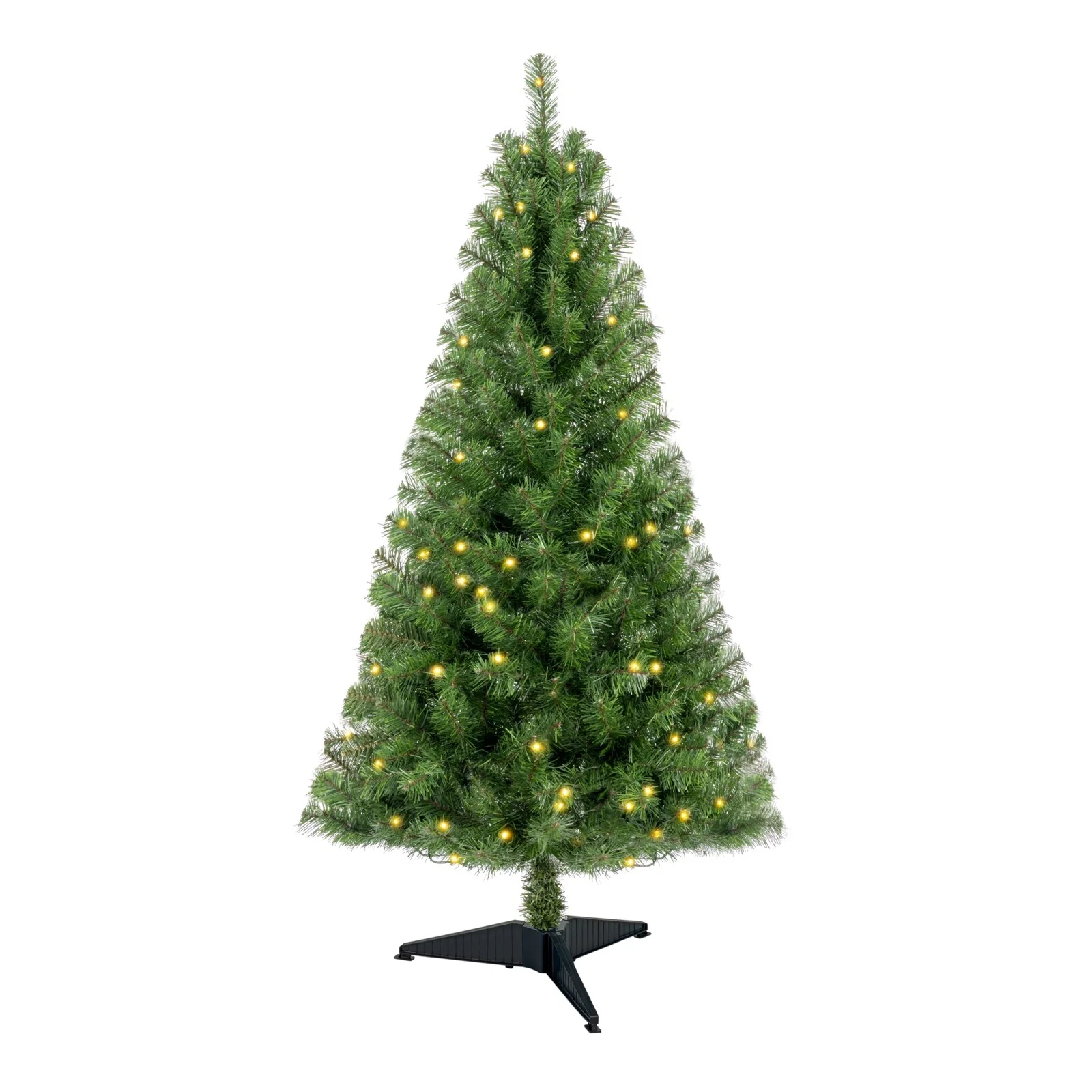 4ft PVC Norwood Spruce Artificial Christmas Tree, Pre-lit with 100 Warm White LED Lights & 241 Branch Tips