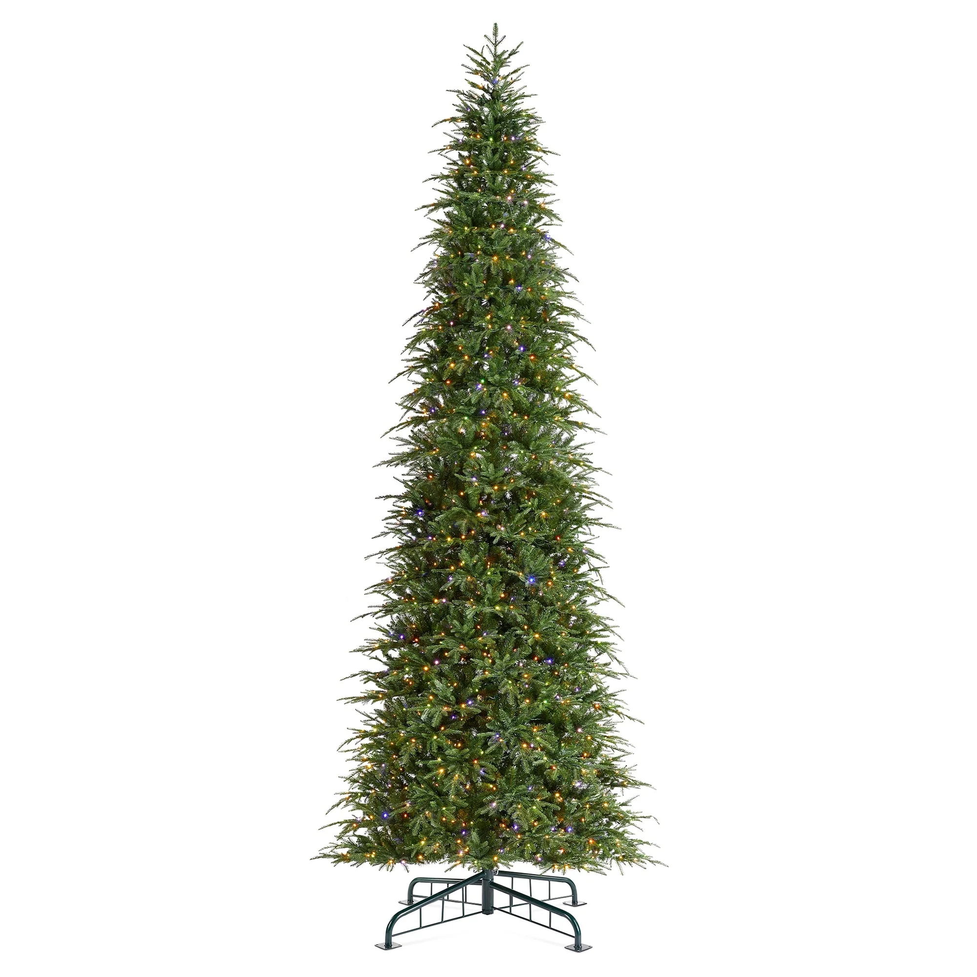 Glitzhome 7.5FT/9FT/11FT/15FT Pre-Lit Green Slim Fir Artificial Christmas Tree with Remote Control