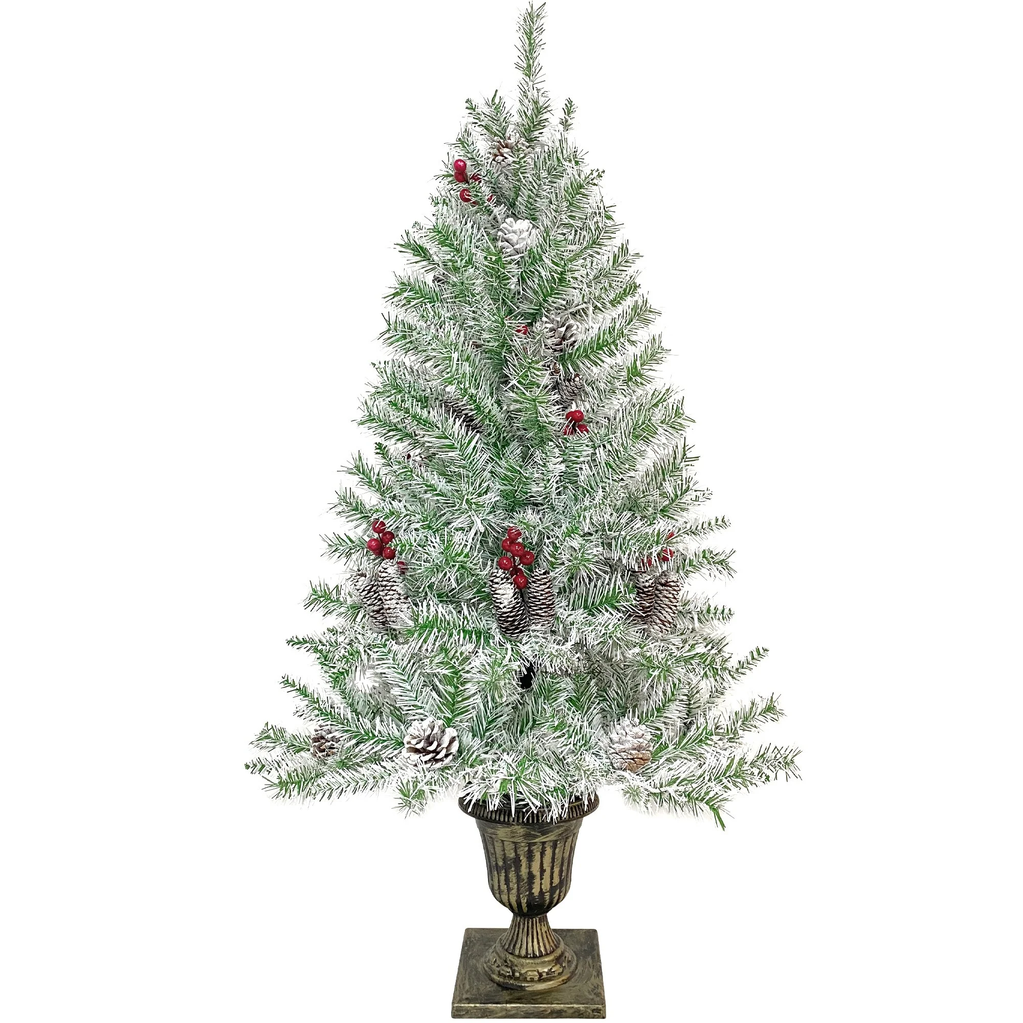 4-Piece Pre-Lit Christmas Tree Set with Wreath, Garland & Entrance Trees