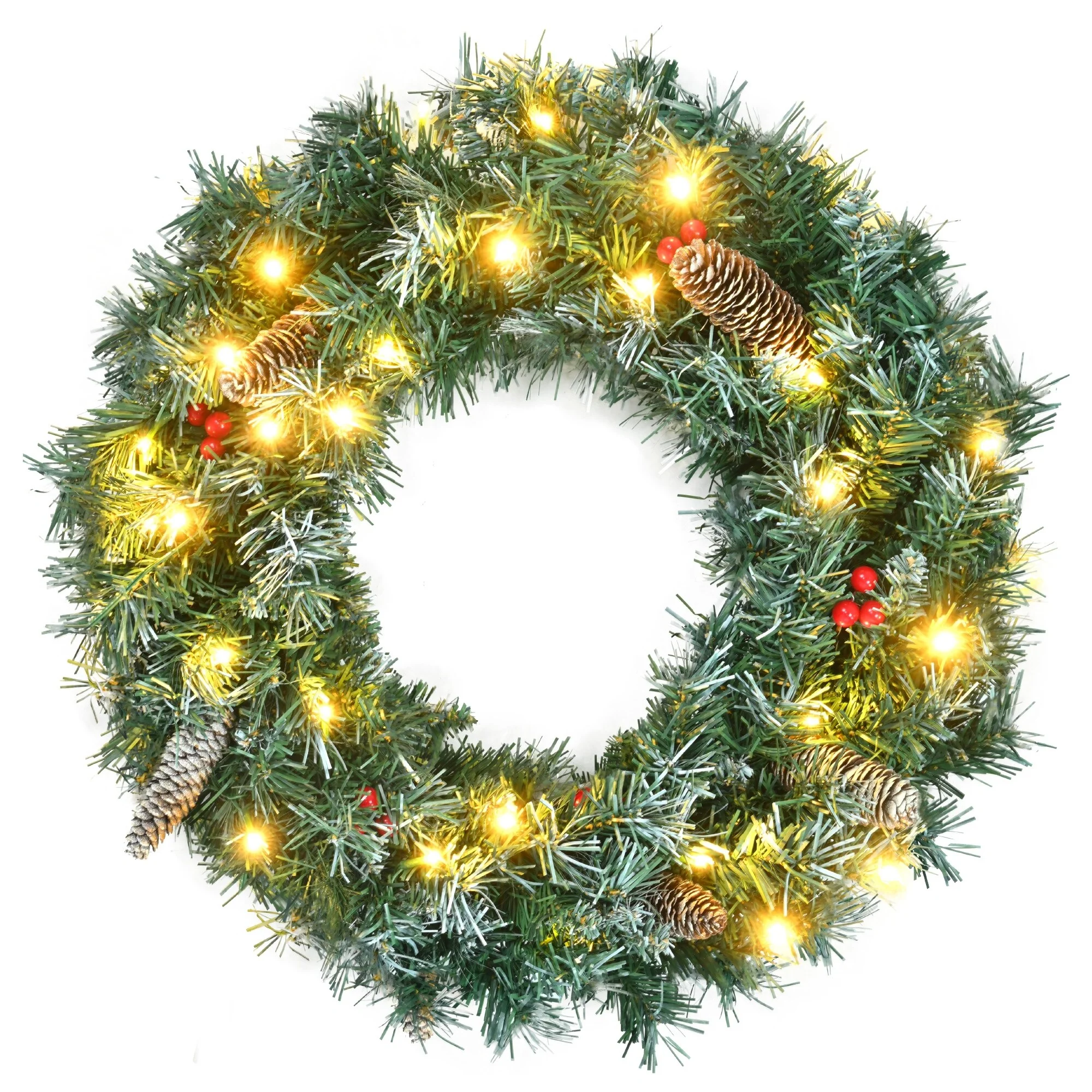 Pre-Lit 6FT Xmas Tree Set with Garland, Wreath and 11 Lighting Modes
