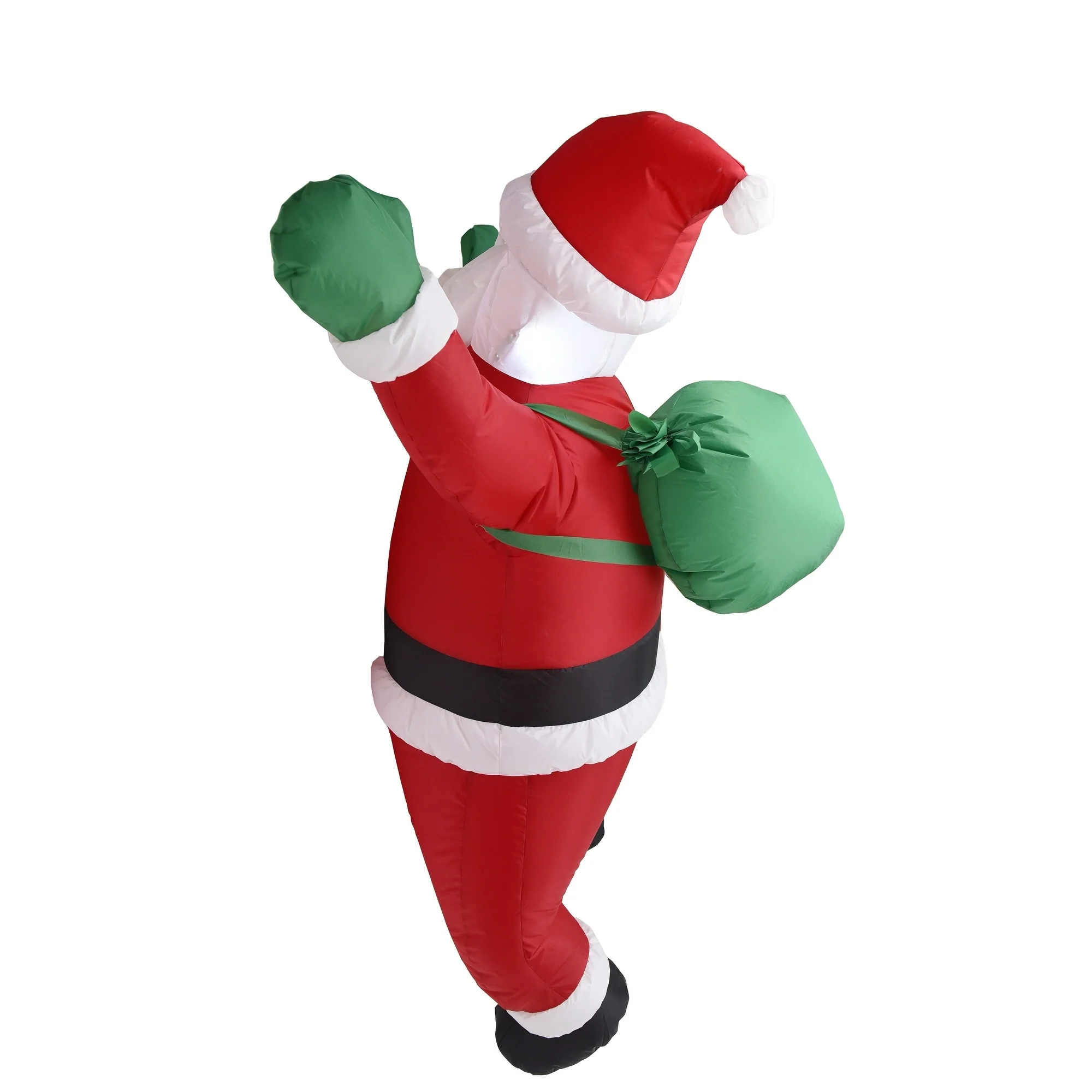 Joyfy 5.5 FT Tall Christmas Inflatable Hanging Santa with Gift Bag Decorations, Blow Up Climbing Santa with Built-in LED