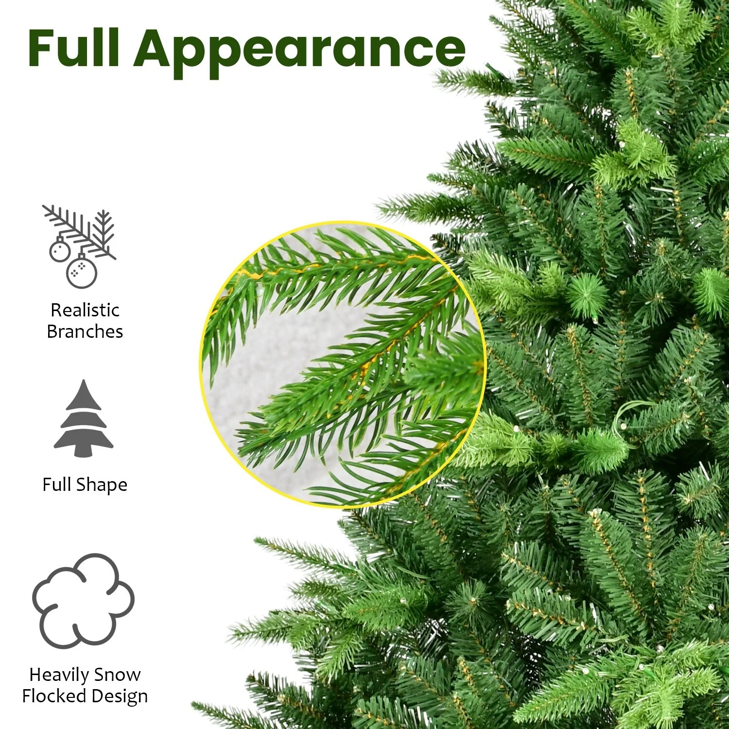 6FT Artificial Christmas Tree with 350 LED Lights, Realistic PE&PVC Tips, Fluffy Branches, Stable Stand