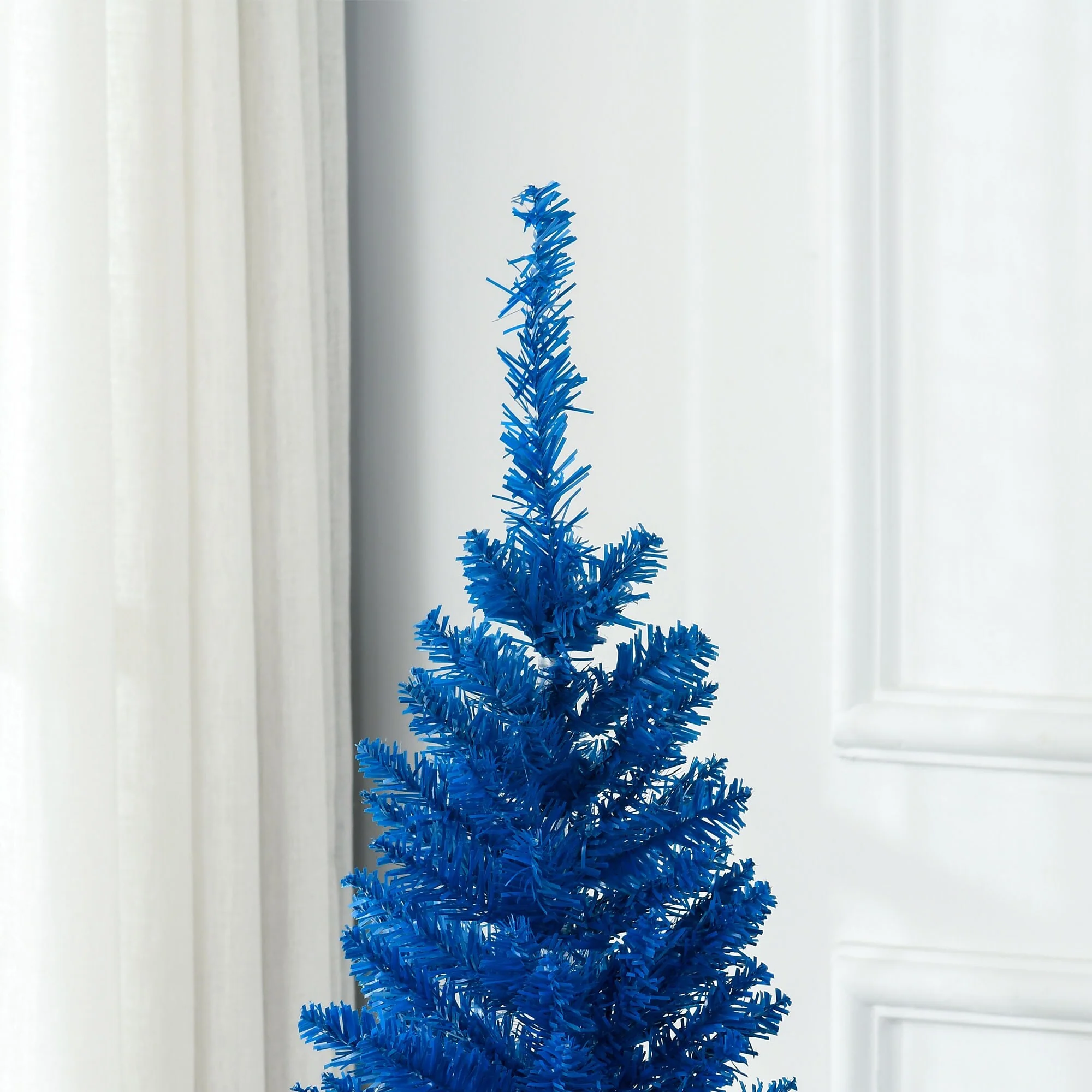 Space-Saving 5ft/7ft Pencil Christmas Tree Realistic Tips Flame-Retardant Safe for Compact Areas
