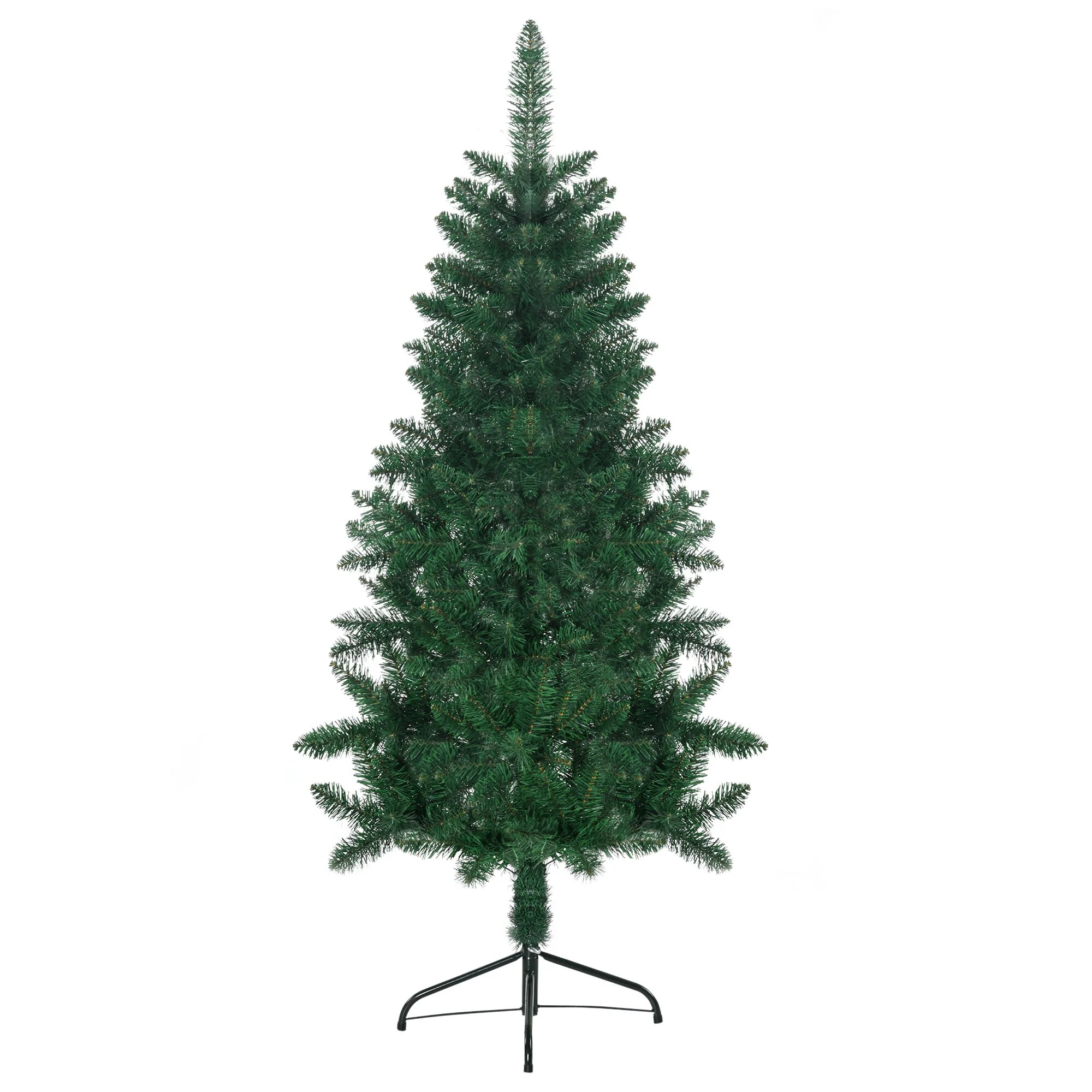 Space-Saving 5ft/7ft Half Christmas Tree, Unlit Artificial Tree with Steel Base and Wall-Fit Design