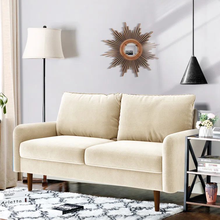 Everly Quinn Hessville Sofa 57.8" Velvet Round Arm Loveseat
