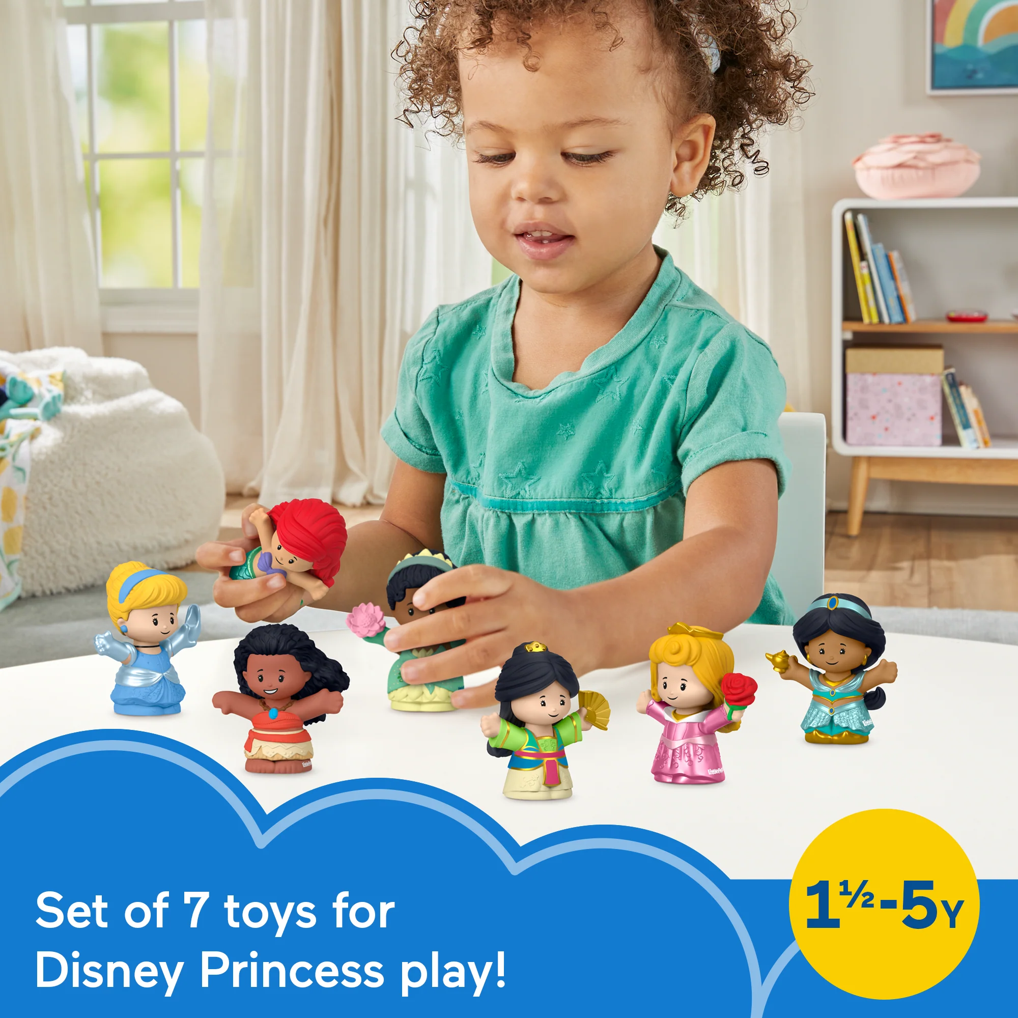 Fisher-Price Little People Disney Princess Toys, 7-Figure Pack For Toddlers And Preschool Kids